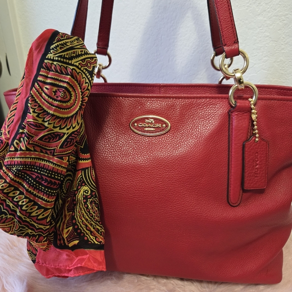 Coach Handbags - Coach Red Leather Tote Bag